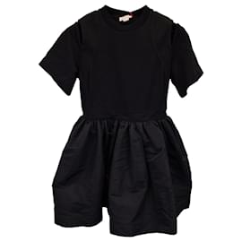 Alexander Mcqueen-Alexander McQueen Gathered Mini Dress in Black Cotton-Black