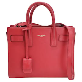 Saint Laurent-Saint Laurent Sac de Jour Nano in pelle di vitello rossa-Rosso