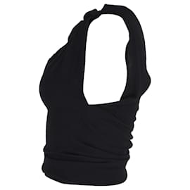 Acne-Acne Studios Asymmetric Gathered Sleeveless Top in Black Cotton-Black