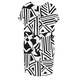 Max Mara-Abito Max Mara con stampa geometrica in poliestere bianco e nero-Nero