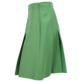 Gucci-Gucci Pleated Skirt In Green Wool-Green
