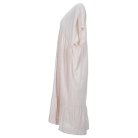 Iro-Robe Midi Col V Iro en Viscose Blanche-Blanc