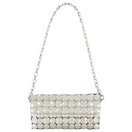 Bolsa Baguette com Botão - Paco Rabanne - Prata Prata Metálico