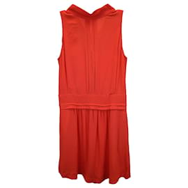 Chloé-See by Chloé See Mock Neck Sleeveless Back Bow Dress in Red Cotton-Red