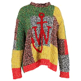 JW Anderson-JW Anderson Anchor Patchwork Crewneck Sweater in Multicolor Wool-Multiple colors