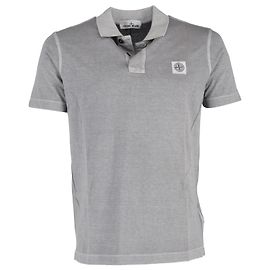 Polo Stone Island de manga corta en algodón gris Gris