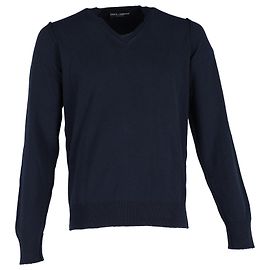 Dolce & Gabbana Pull à col V en laine bleue Bleu