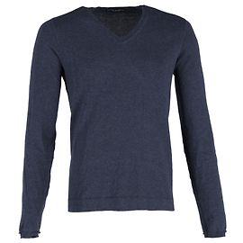 Dolce & Gabbana Pull à col V en coton bleu Bleu