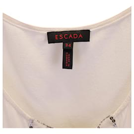 Escada-Top sin mangas de lentejuelas Escada en seda blanca-Blanco