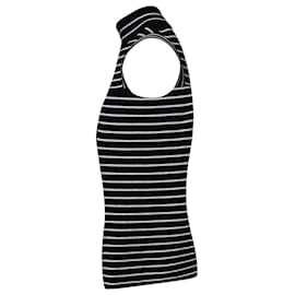 Michael Kors-Michael Kors Sleeveless Turtleneck Knit Top in Black Print Cotton-Other