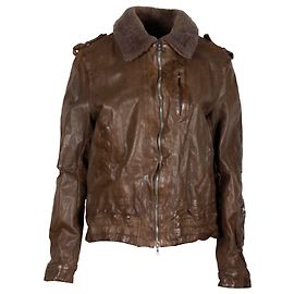 Neil Barrett Shearling-Collar Jacket in Brown Leather Brown