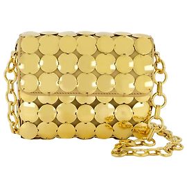 Borsa a tracolla S con patta e bottoni - Paco Rabanne - Oro D'oro Metallico