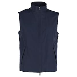 Ermenegildo Zegna-Gilet Zippé Ermenegildo Zegna en Toile Nylon Bleue-Bleu