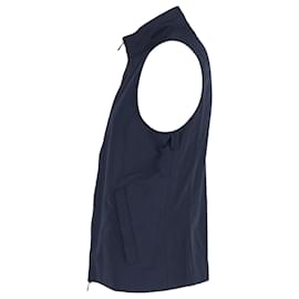 Ermenegildo Zegna-Ermenegildo Zegna Zip-Up Vest in Blue Nylon Canvas-Blue