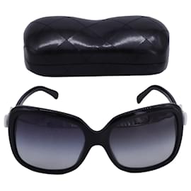 Chanel-Chanel Bow-Detail Square Sunglasses in Black Plastic-Black