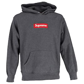 Supreme-Moletom com capuz Supreme Box Logo em algodão cinza-Cinza