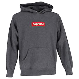Supreme-Supreme Box Logo Hooded Sweatshirt in Grey Cotton-Grey
