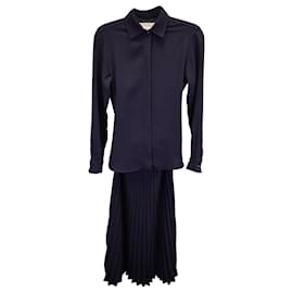 Max Mara-Abito chemisier Carmine plissettato Max Mara in triacetato blu navy-Blu,Blu navy