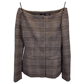 Theory Hadfield Off The Shoulder Stretch Jacket In Grey Wool Grey