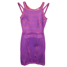 Herve Leger-Herve Leger Mini-robe rayée en rayonne violette-Violet