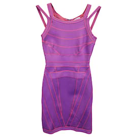 Herve Leger-Minivestido listrado Herve Leger em rayon roxo-Roxo