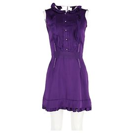 Minivestido sem mangas com babados Mulberry em algodão de seda violeta Roxo
