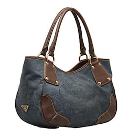 Prada-Prada Canvas Logo Shopping Tote Handbag Canvas BR4635 in good condition-Other