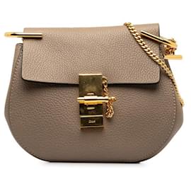 Chloé-Chloe Drew Leather Chain Shoulder Bag Beige Gold in Great Condition-Beige