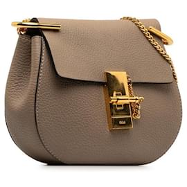 Chloé-Chloe Drew Leather Chain Shoulder Bag Beige Gold in Great Condition-Beige