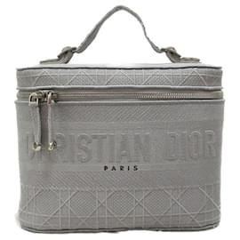 Dior-Dior Cannage Diortravel Vanity Case Vanity Bag Toile en bon état-Autre