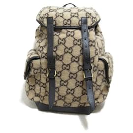 Gucci-Gucci GG Jacquard Wool Backpack Canvas Backpack 598184 in Great Condition-Other