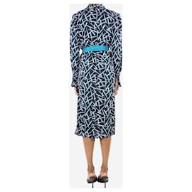 Diane Von Furstenberg-Black Drusilla wrap-effect printed crepe dress - size UK 8-Black