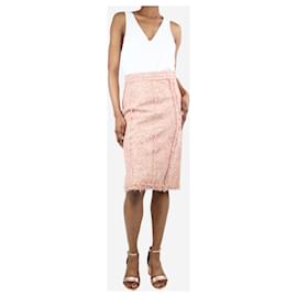 Louis Vuitton-Pink tweed frayed pencil skirt - size UK 8-Pink
