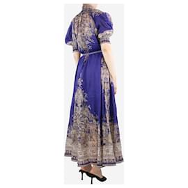 Zimmermann-Purple high-neck printed maxi dress - size UK 8-Purple