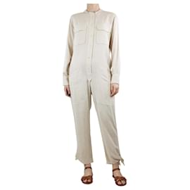 Isabel Marant-Cream silk-blend button-up jumpsuit - size UK 8-Cream