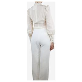 Zimmermann-Cream high-neck frill blouse - size UK 10-Cream