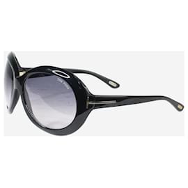 Tom Ford-Schwarze, runde Sonnenbrille im Überformat-Schwarz