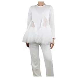 Comme Des Garcons-Top in tulle bianco a maniche lunghe - taglia S-Bianco