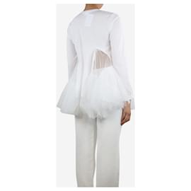 Comme Des Garcons-White long-sleeved tulle top - size S-White