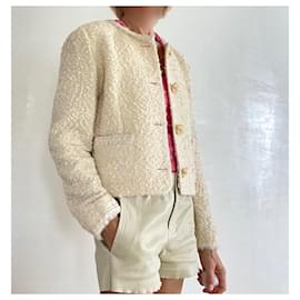 Autre Marque-Francesco Ferri Elfenbeinjacke aus lockiger Wolle Francesco Ferri T. 38-Creme