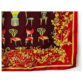Versace-Sublime luxury silk scarf, vintage 90's Atelier Versace-Red