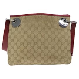 Gucci-Bolsa de ombro de lona GUCCI GG bege 120841 Ep de autenticação3860-Bege