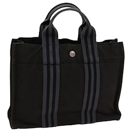 Hermès-HERMES Fourre Tout PM Hand Bag Canvas Black Auth mr044-Black