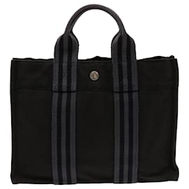 Hermès-HERMES Fourre Tout PM Hand Bag Canvas Black Auth mr044-Black