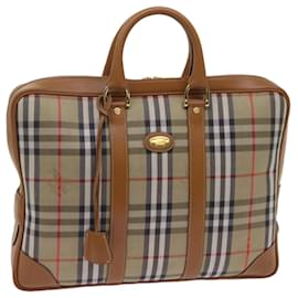 Autre Marque-Burberrys Nova Check Hand Bag Canvas Beige Brown Auth bs13065-Brown,Beige