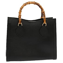Gucci-GUCCI Bamboo Tote Bag Leather Black 002 1095 0260 Auth ep3725-Black