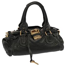 Chloé-Chloe Paddington Hand Bag Leather Black Auth ki4267-Black