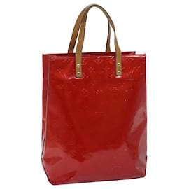 Louis Vuitton-Bolsa de mão LOUIS VUITTON Monogram Vernis Reade MM Vermelho M91086 LV Auth bs13168-Vermelho