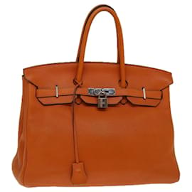 Hermès-HERMES BIRKIN 35 Hand Bag Leather Orange Auth 69383S-Orange
