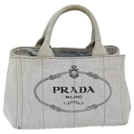 Prada-PRADA Canapa PM Hand Bag Canvas Gray Auth yk11442-Grey